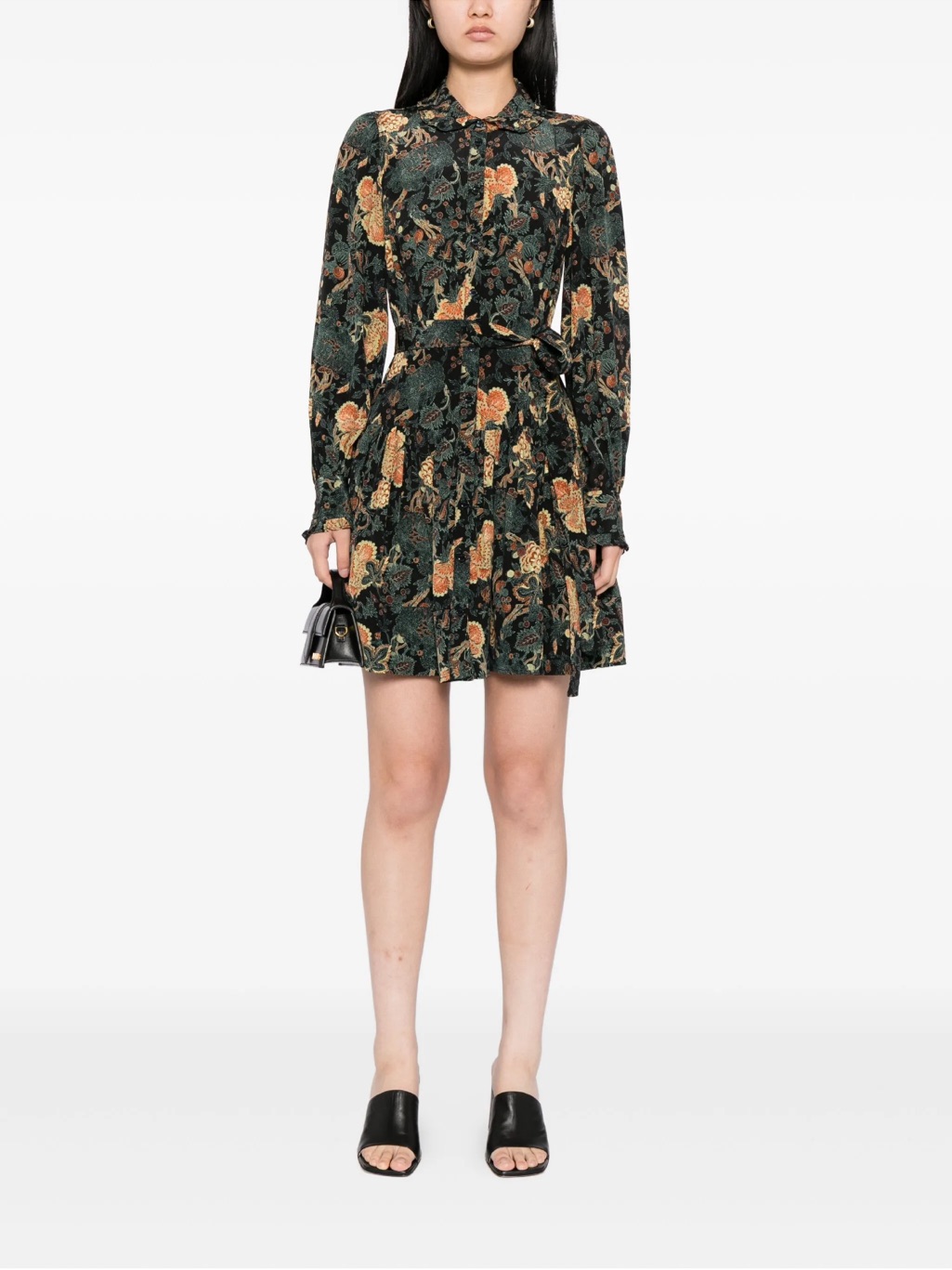 Ulla Johnson Simona Long Sleeve Silk Printed Mini Dress Nuit 6 Nwt